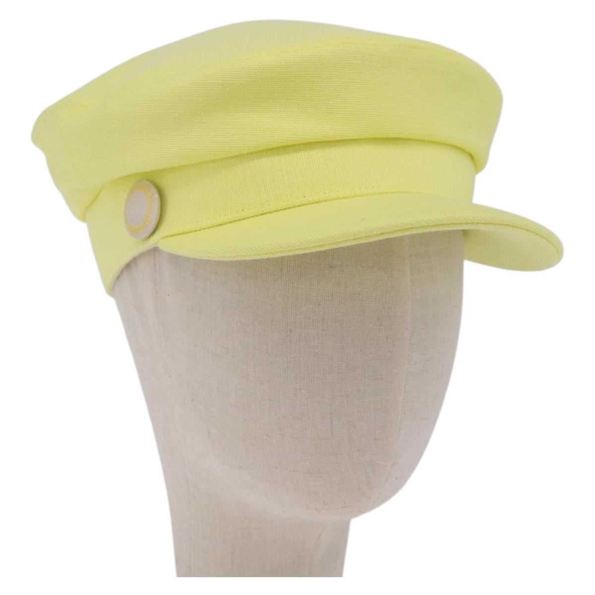 HERMES Casquette Hat Canvas Yellow Auth 215416M