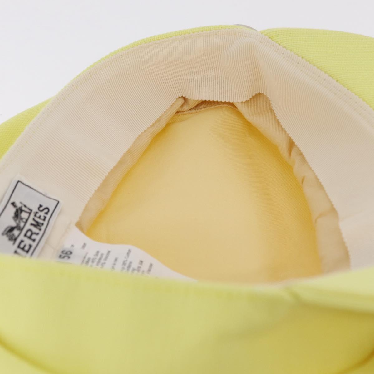 HERMES Casquette Hat Canvas Yellow Auth 215416M