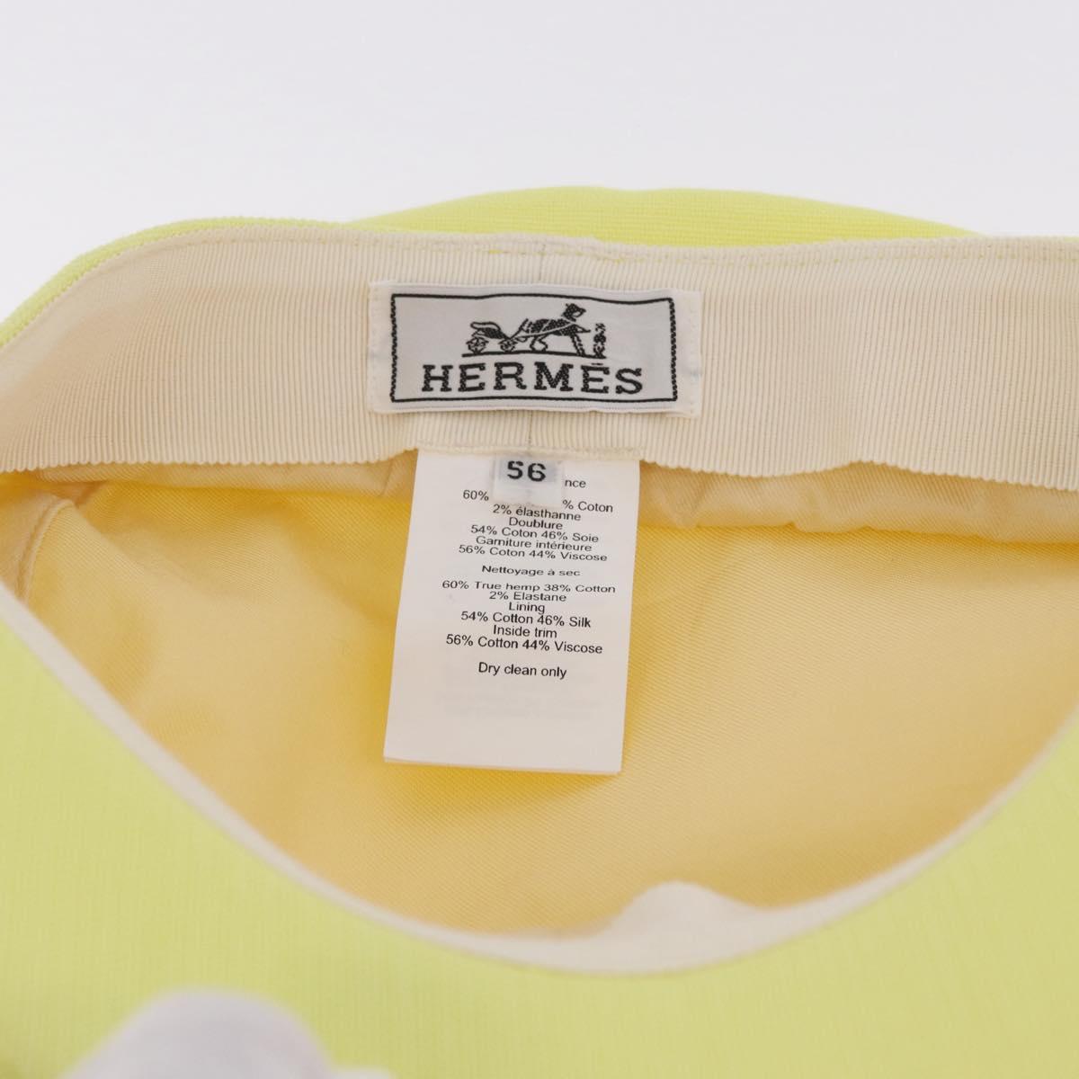 HERMES Casquette Hat Canvas Yellow Auth 215416M