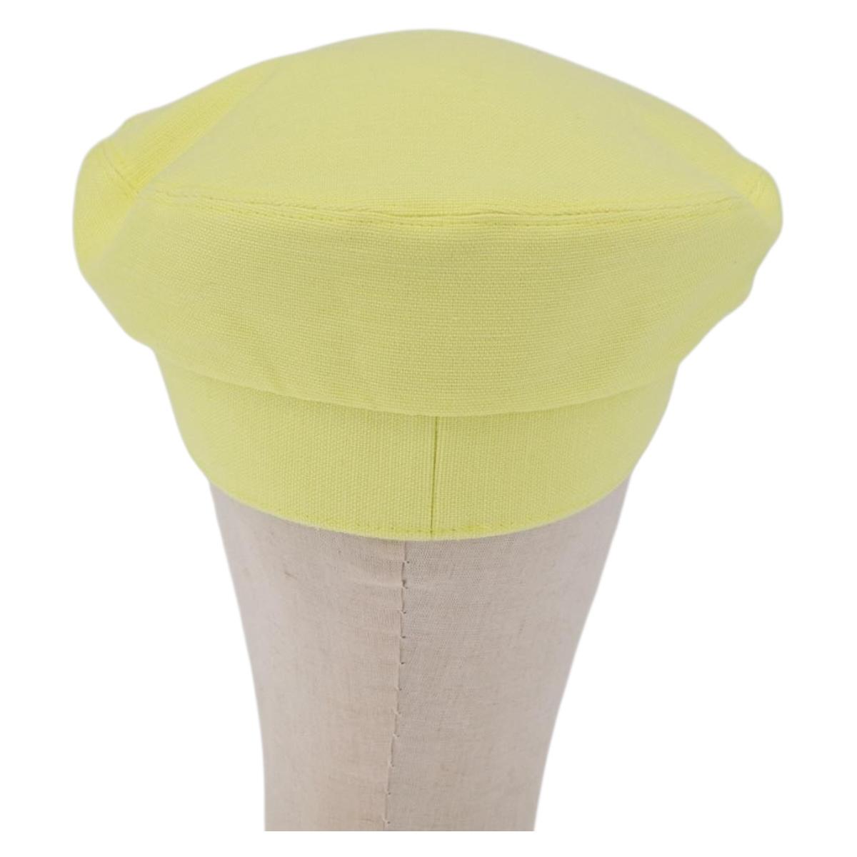 HERMES Casquette Hat Canvas Yellow Auth 215416M