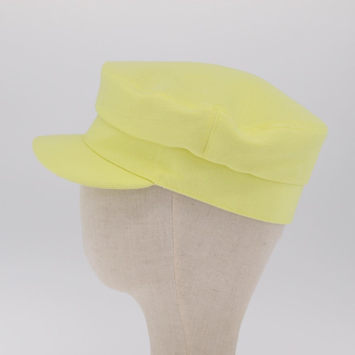 HERMES Casquette Hat Canvas Yellow Auth 215416M