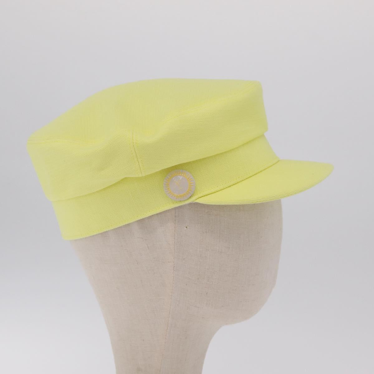 HERMES Casquette Hat Canvas Yellow Auth 215416M