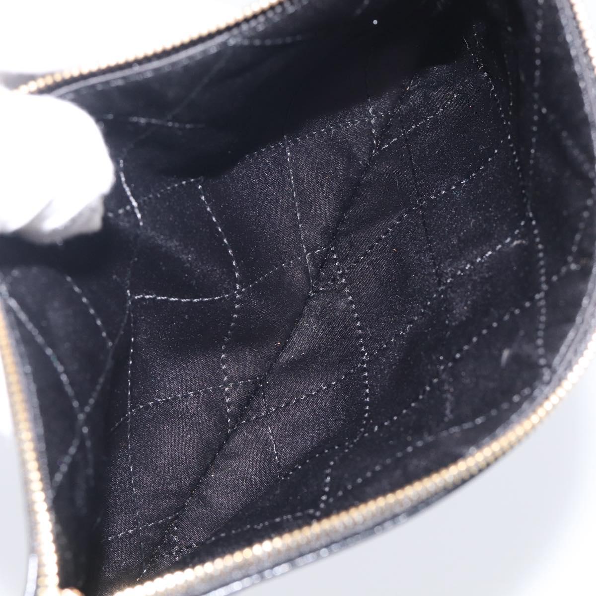 CHANEL COCO Mark Pouch Leather Black Gold CC Auth 215419A