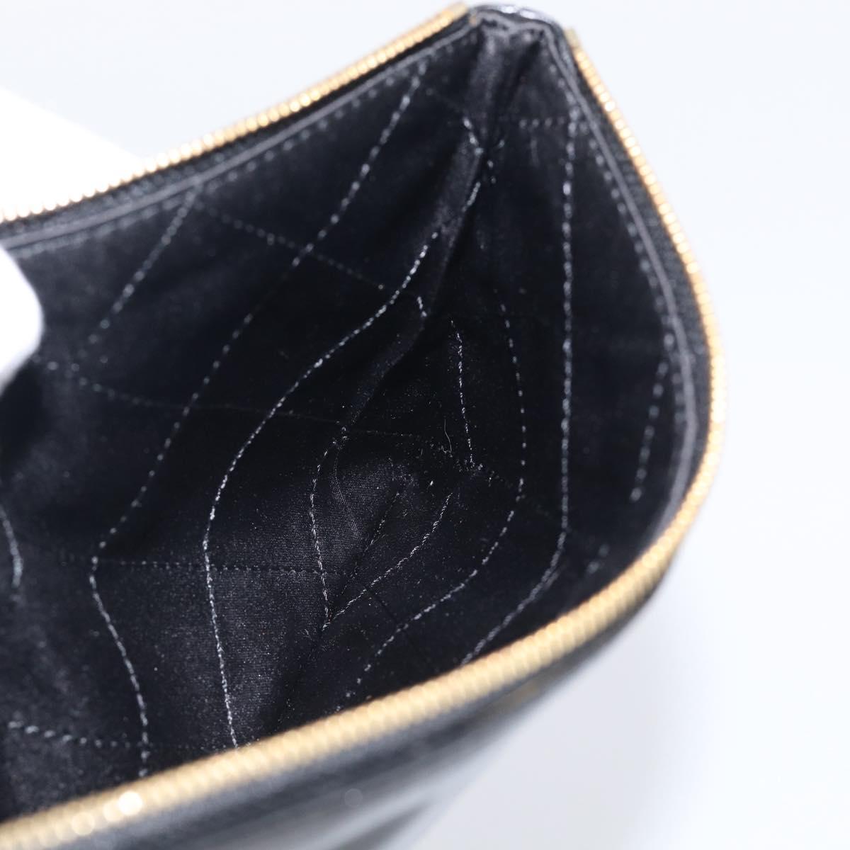 CHANEL COCO Mark Pouch Leather Black Gold CC Auth 215419A
