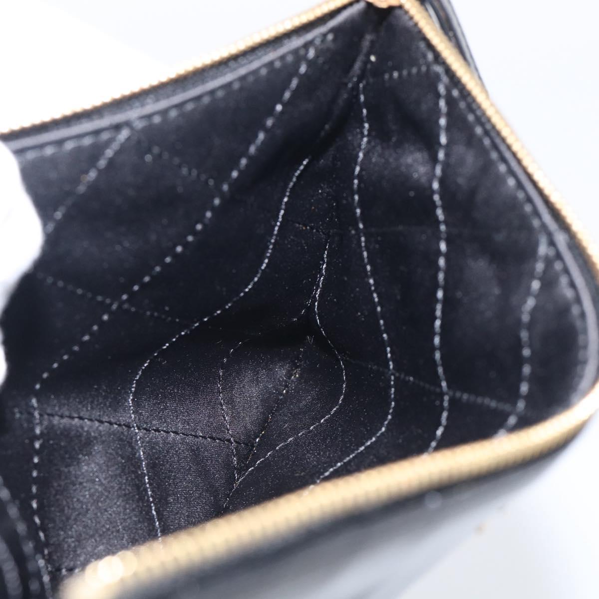 CHANEL COCO Mark Pouch Leather Black Gold CC Auth 215419A