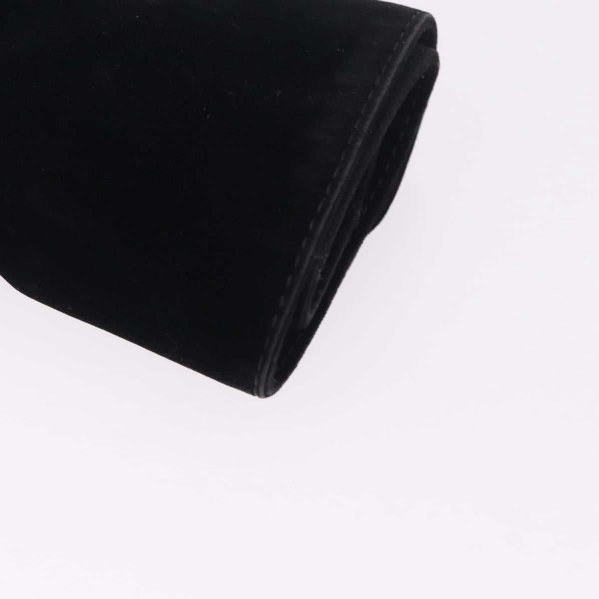 CHANEL Cosmetic Pouch Velor Black Gold CC Auth 215421A