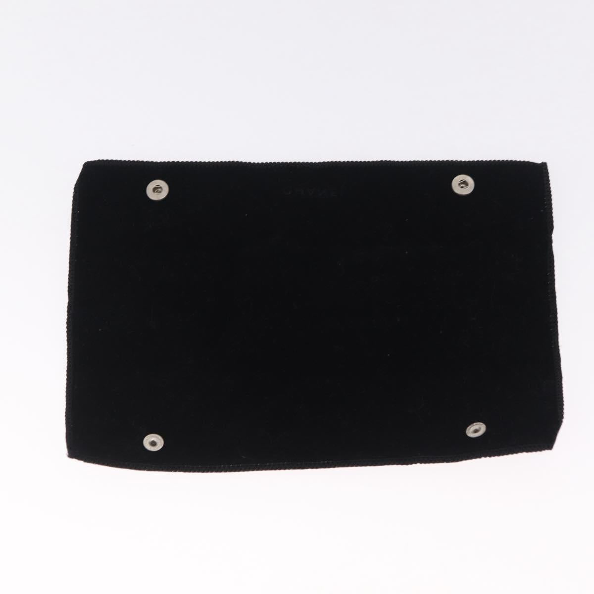 CHANEL Cosmetic Pouch Velor Black Gold CC Auth 215421A