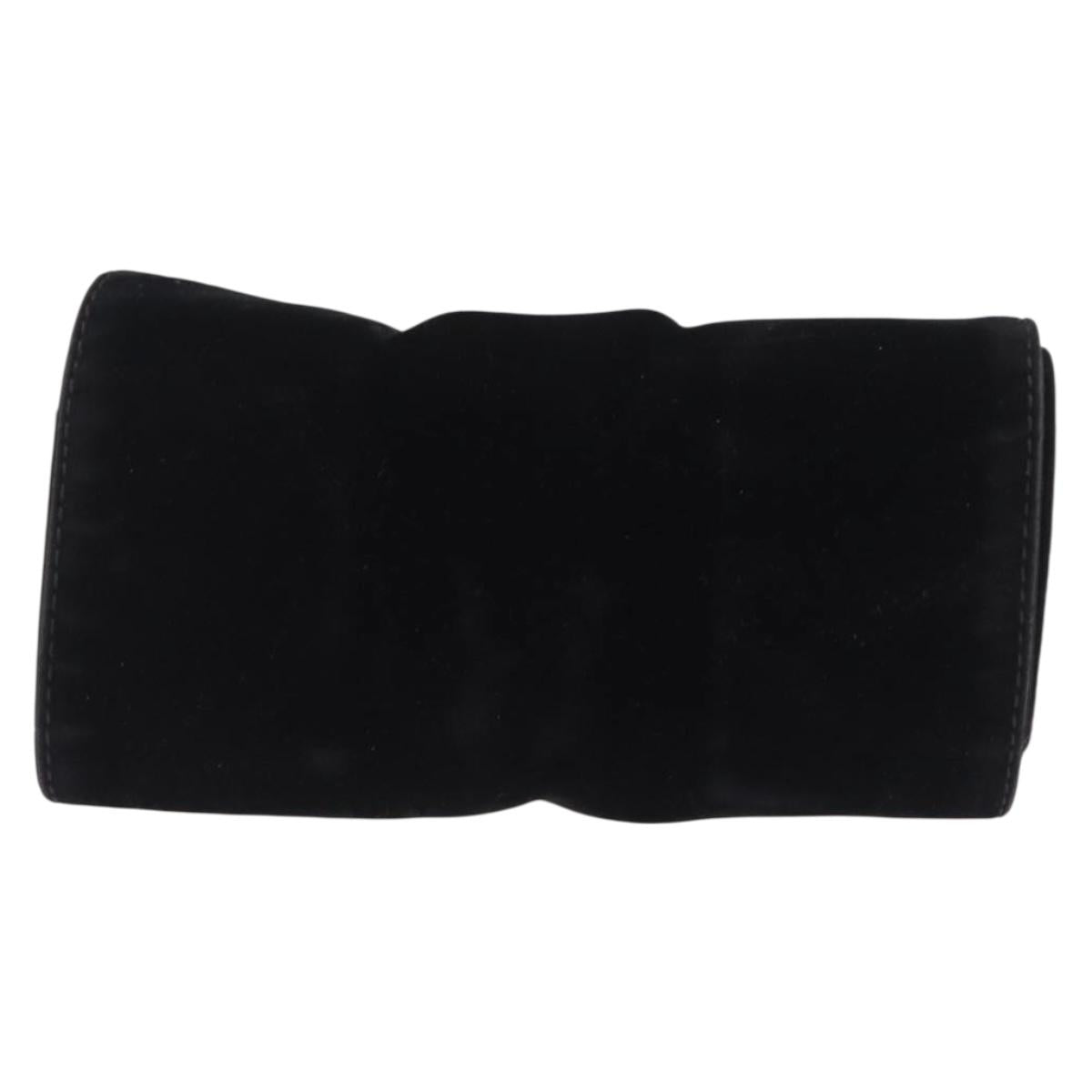 CHANEL Cosmetic Pouch Velor Black Gold CC Auth 215421A