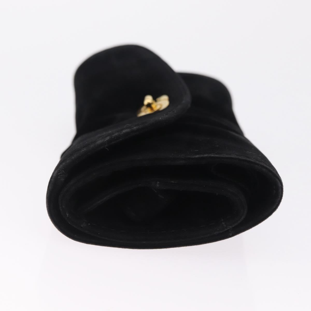 CHANEL Cosmetic Pouch Velor Black Gold CC Auth 215421A