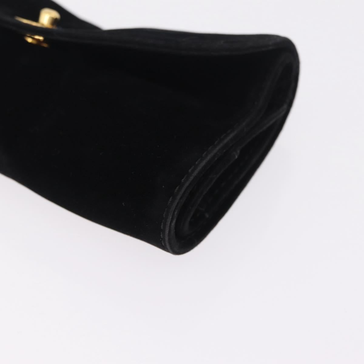 CHANEL Cosmetic Pouch Velor Black Gold CC Auth 215421A