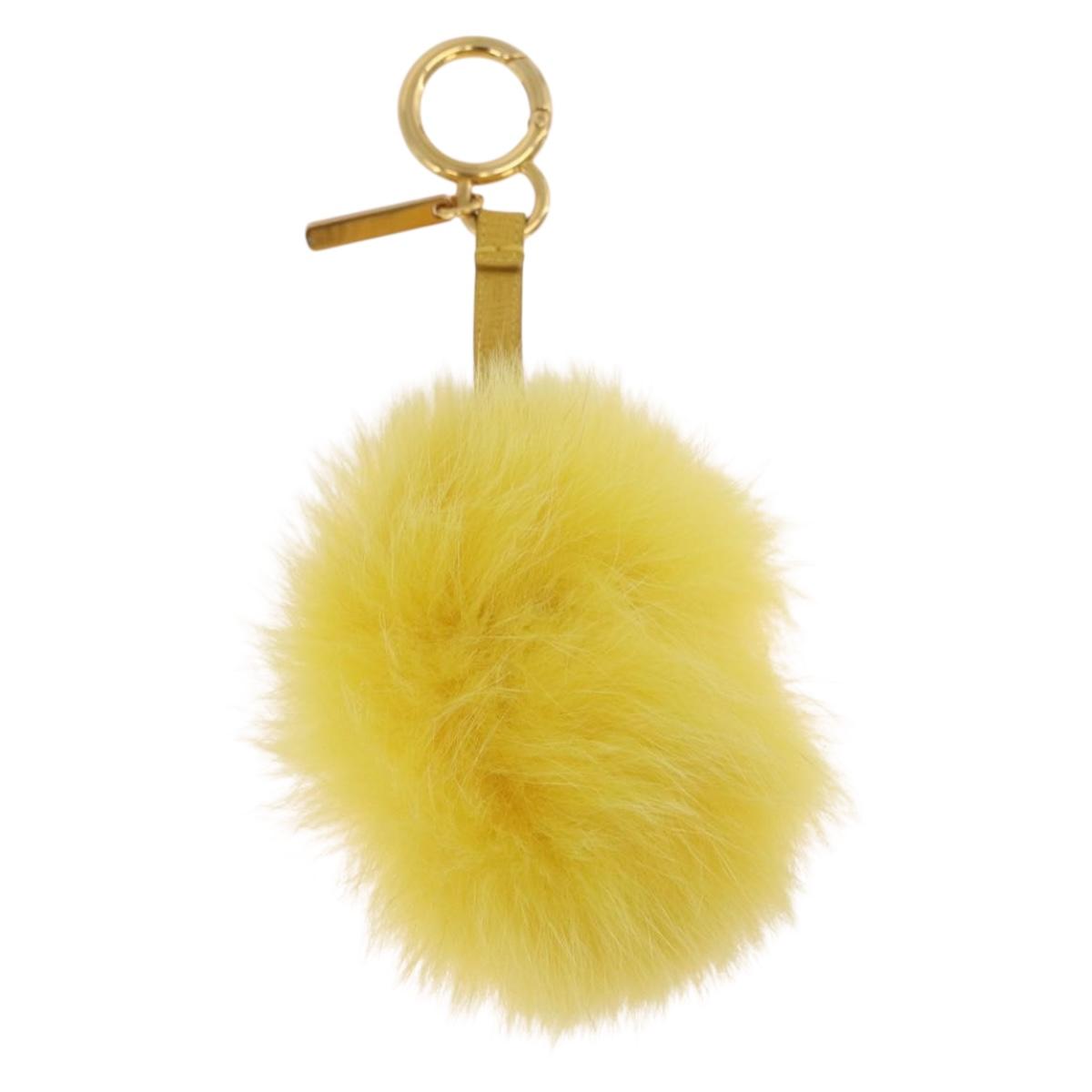 FENDI Bag Charm Fur Yellow Gold Auth 215422M