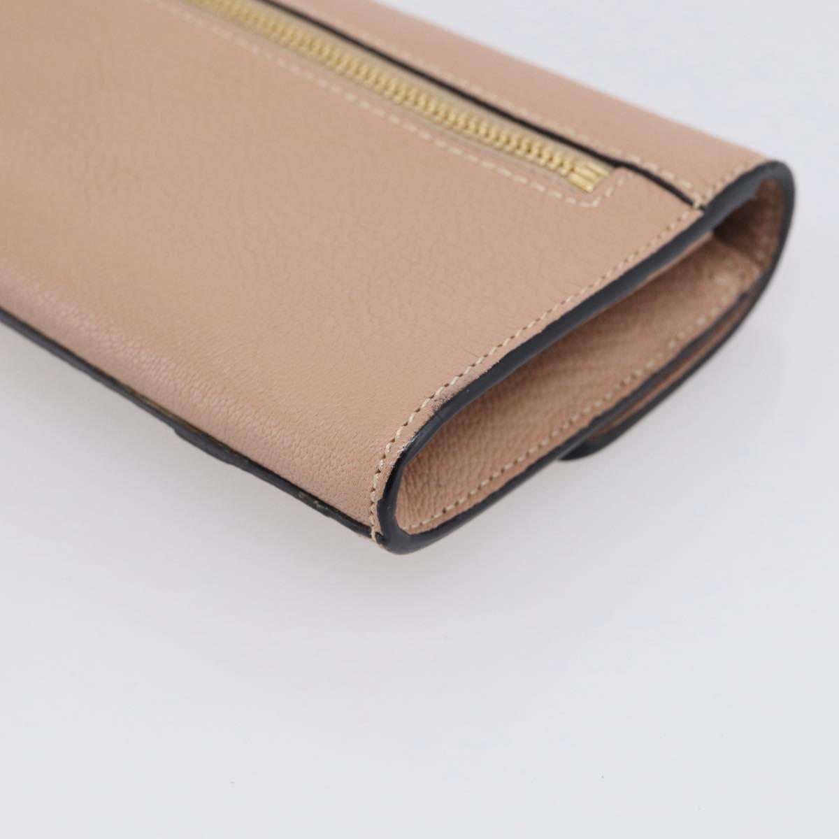 Chloe Elsie Long Wallet Leather Pink Gold Auth 215437A