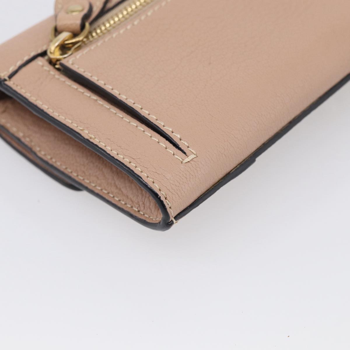 Chloe Elsie Long Wallet Leather Pink Gold Auth 215437A