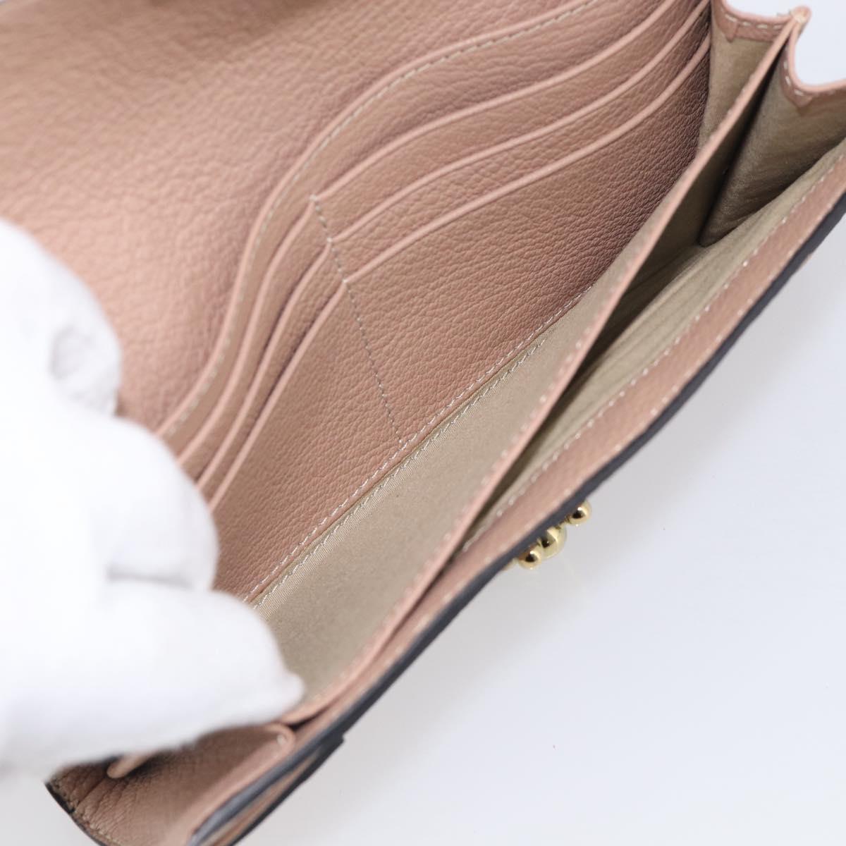 Chloe Elsie Long Wallet Leather Pink Gold Auth 215437A