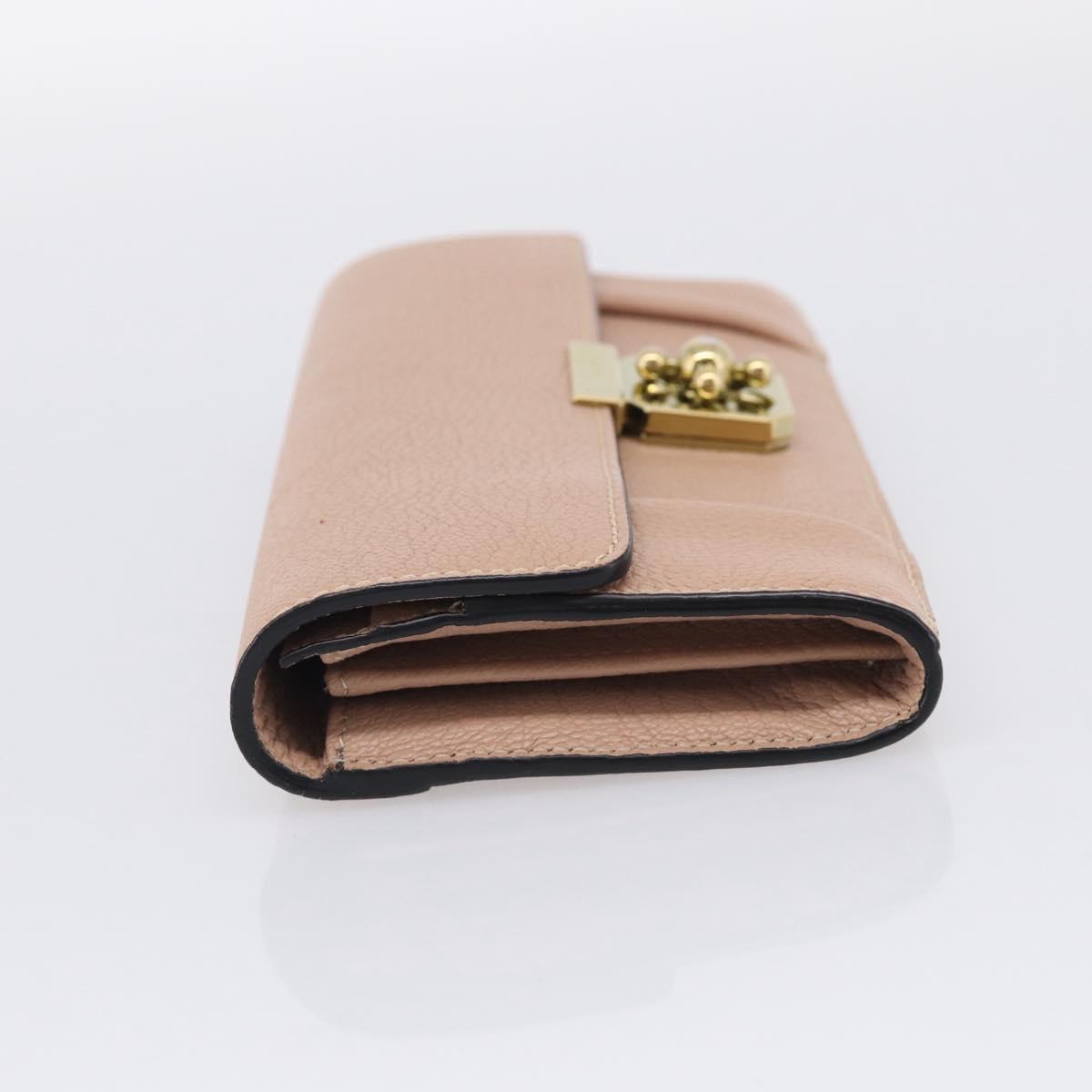 Chloe Elsie Long Wallet Leather Pink Gold Auth 215437A