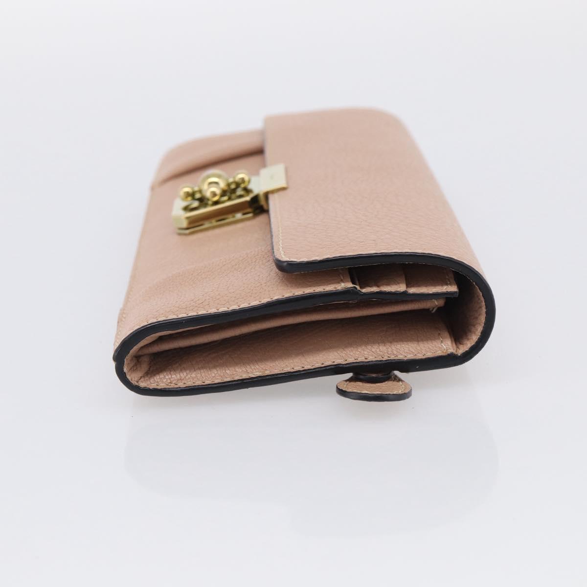 Chloe Elsie Long Wallet Leather Pink Gold Auth 215437A