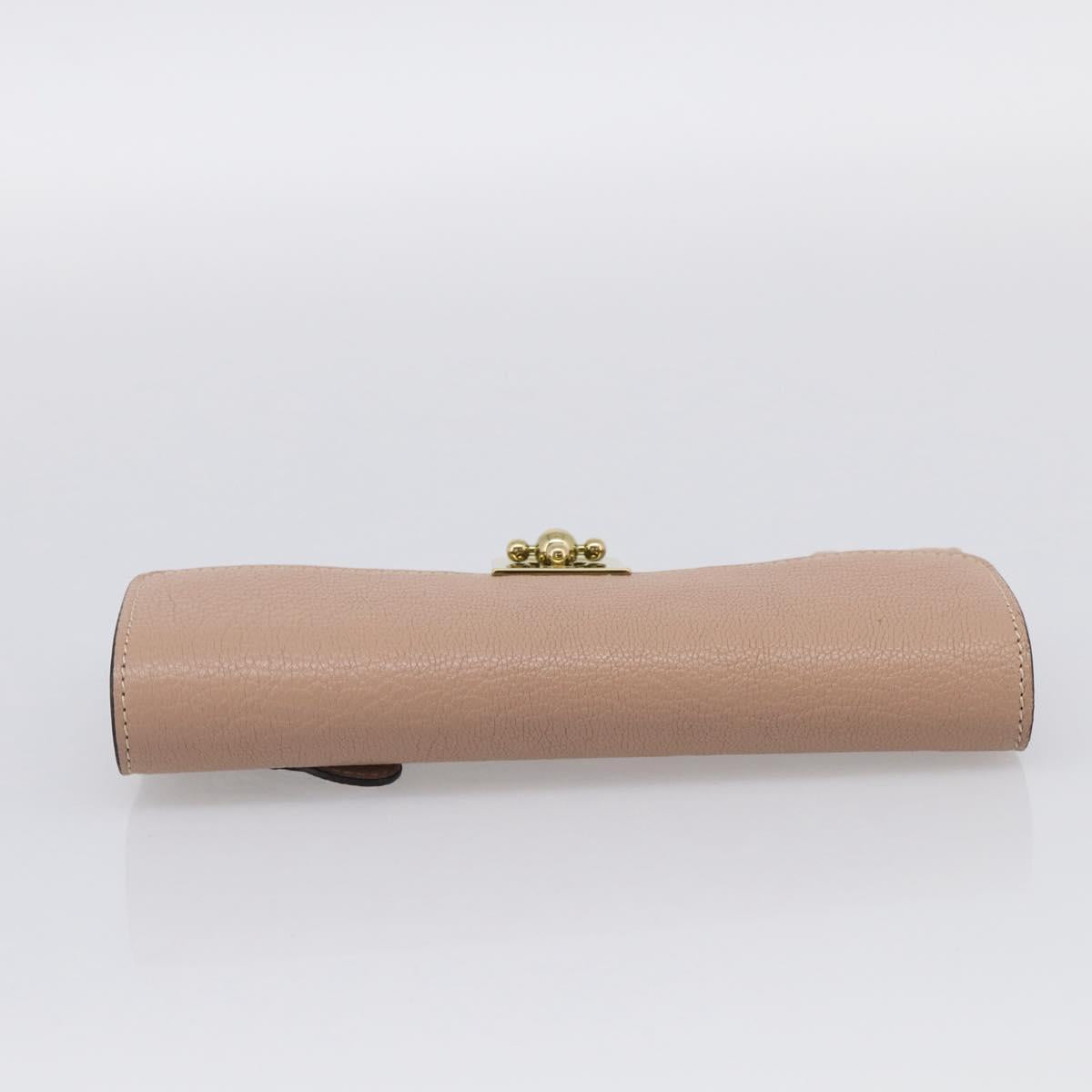 Chloe Elsie Long Wallet Leather Pink Gold Auth 215437A