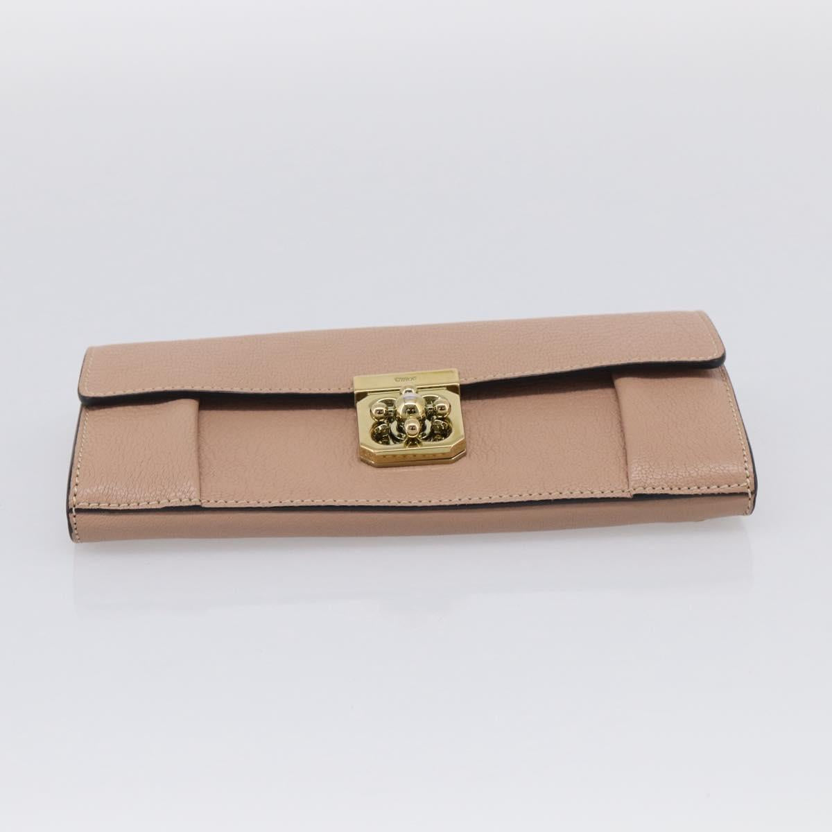 Chloe Elsie Long Wallet Leather Pink Gold Auth 215437A