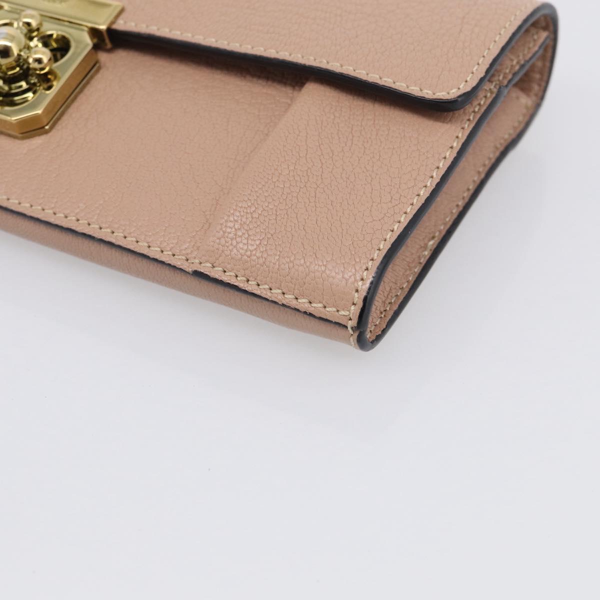 Chloe Elsie Long Wallet Leather Pink Gold Auth 215437A