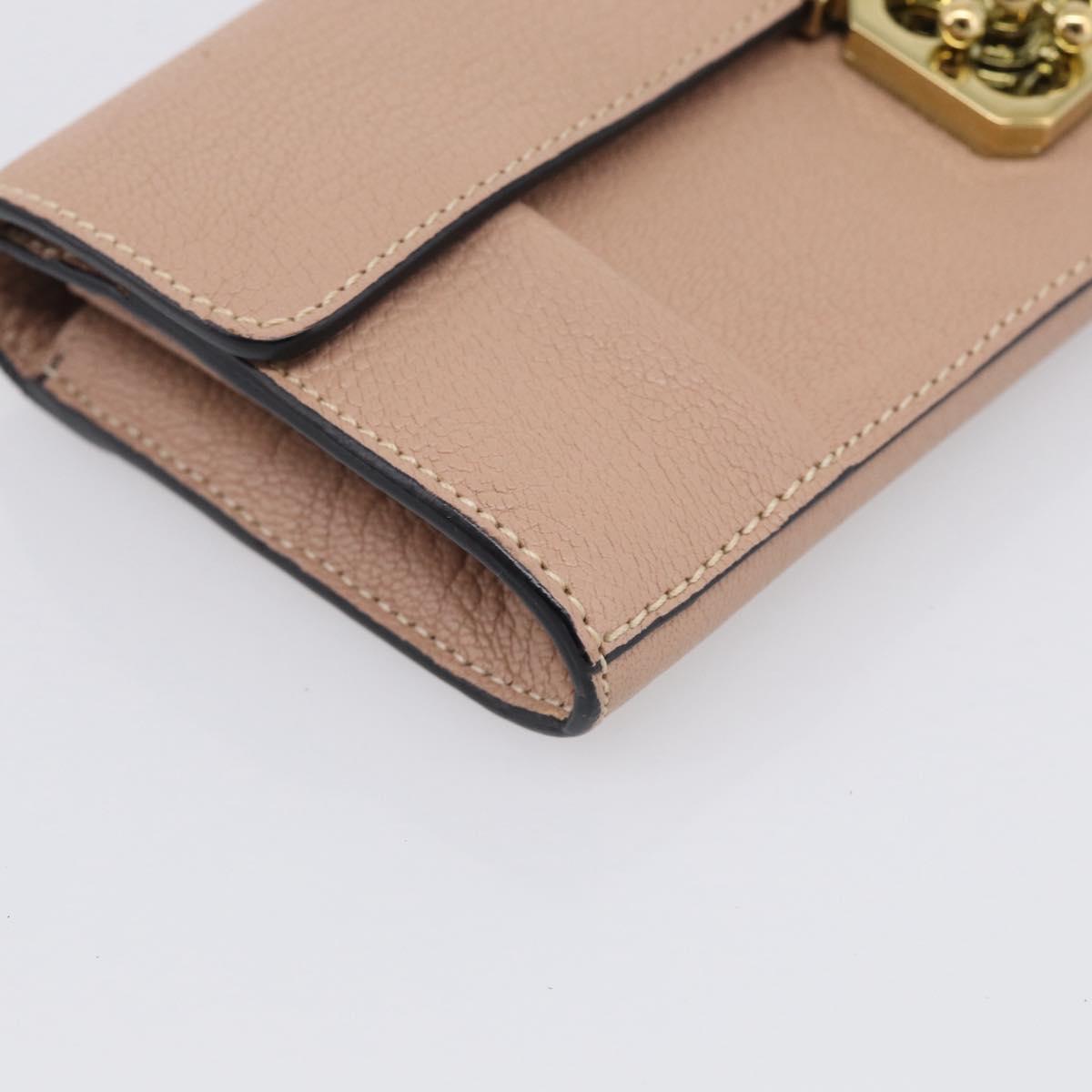 Chloe Elsie Long Wallet Leather Pink Gold Auth 215437A