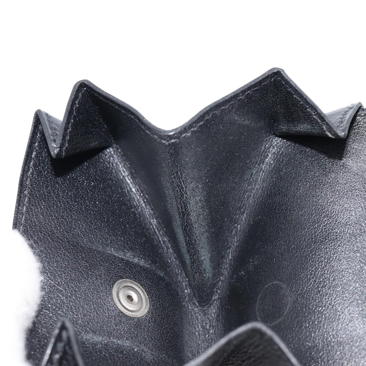 HERMES Revan Cattle Coin Purse Leather Black Silver Auth 215443A
