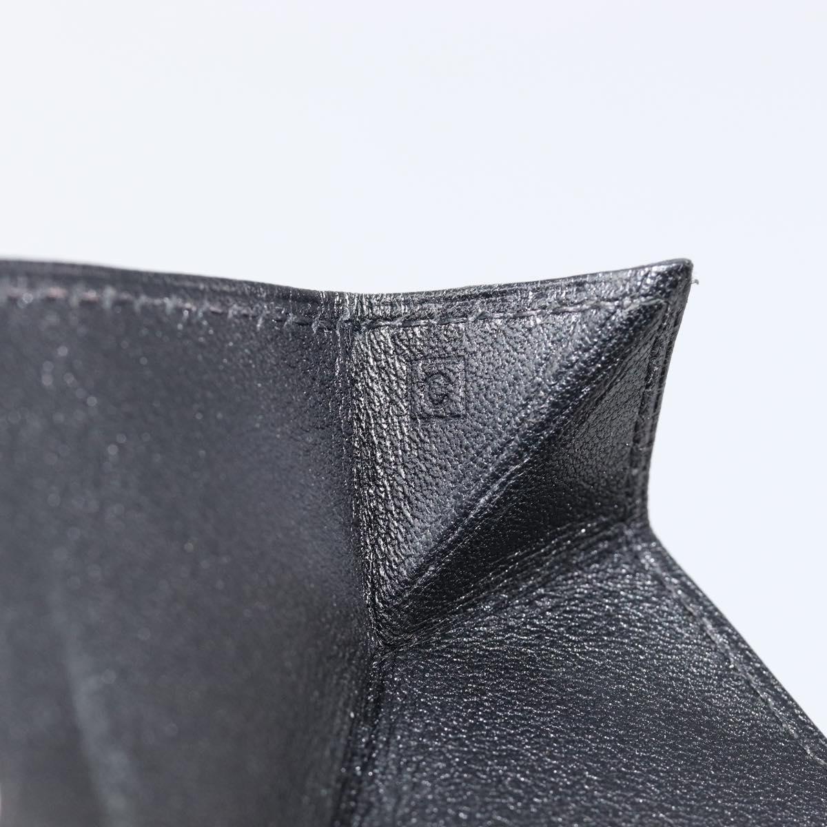 HERMES Revan Cattle Coin Purse Leather Black Silver Auth 215443A