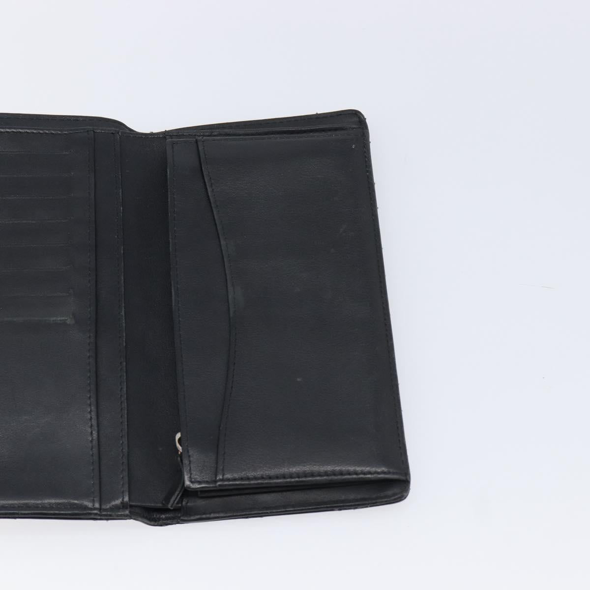 CHANEL Matelasse Long Wallet Patent leather Black Silver CC Auth 215444
