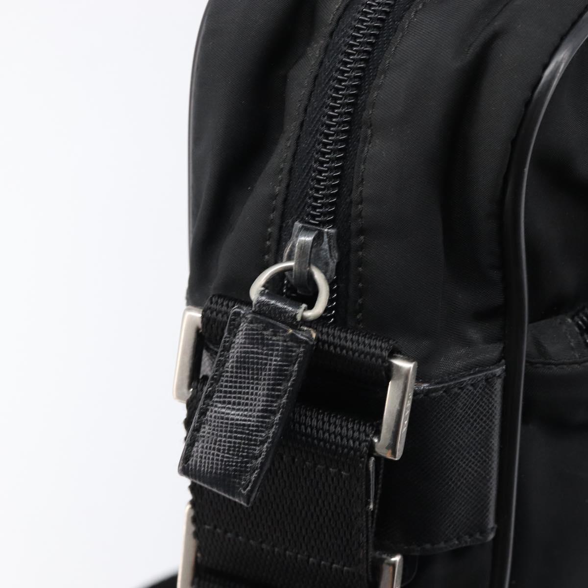 PRADA Shoulder Bag Nylon Black Silver Auth 215517A
