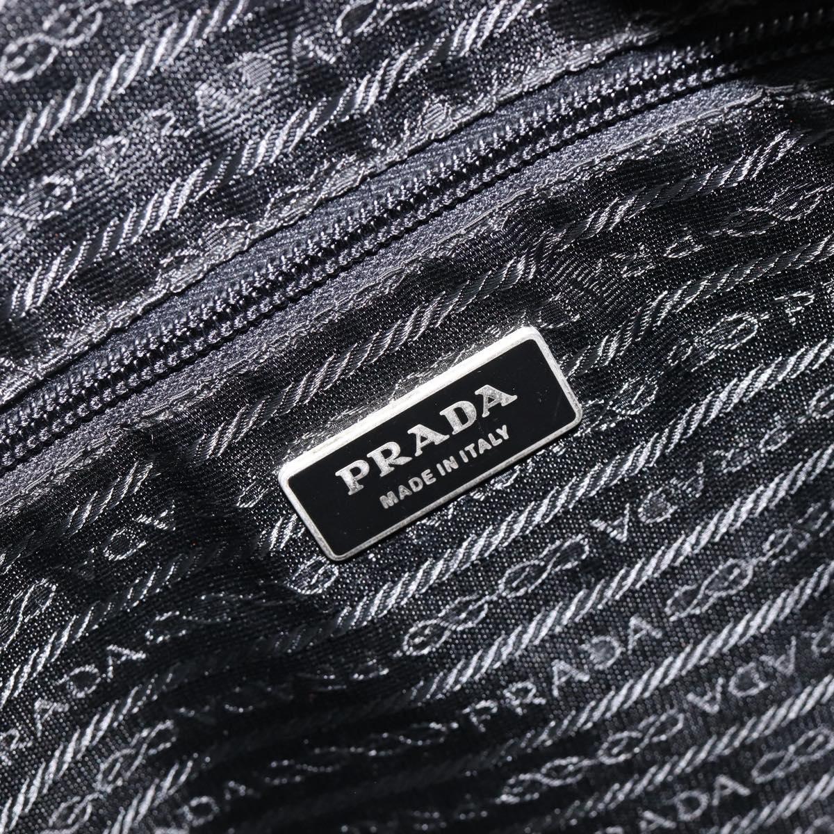 PRADA Shoulder Bag Nylon Black Silver Auth 215517A