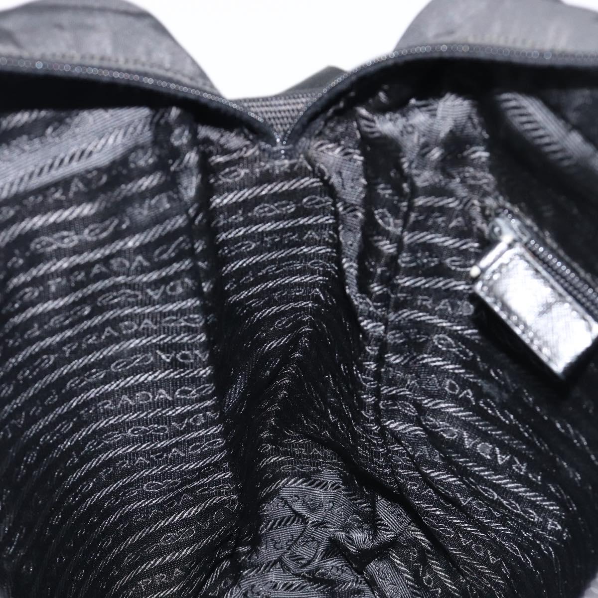 PRADA Shoulder Bag Nylon Black Silver Auth 215517A