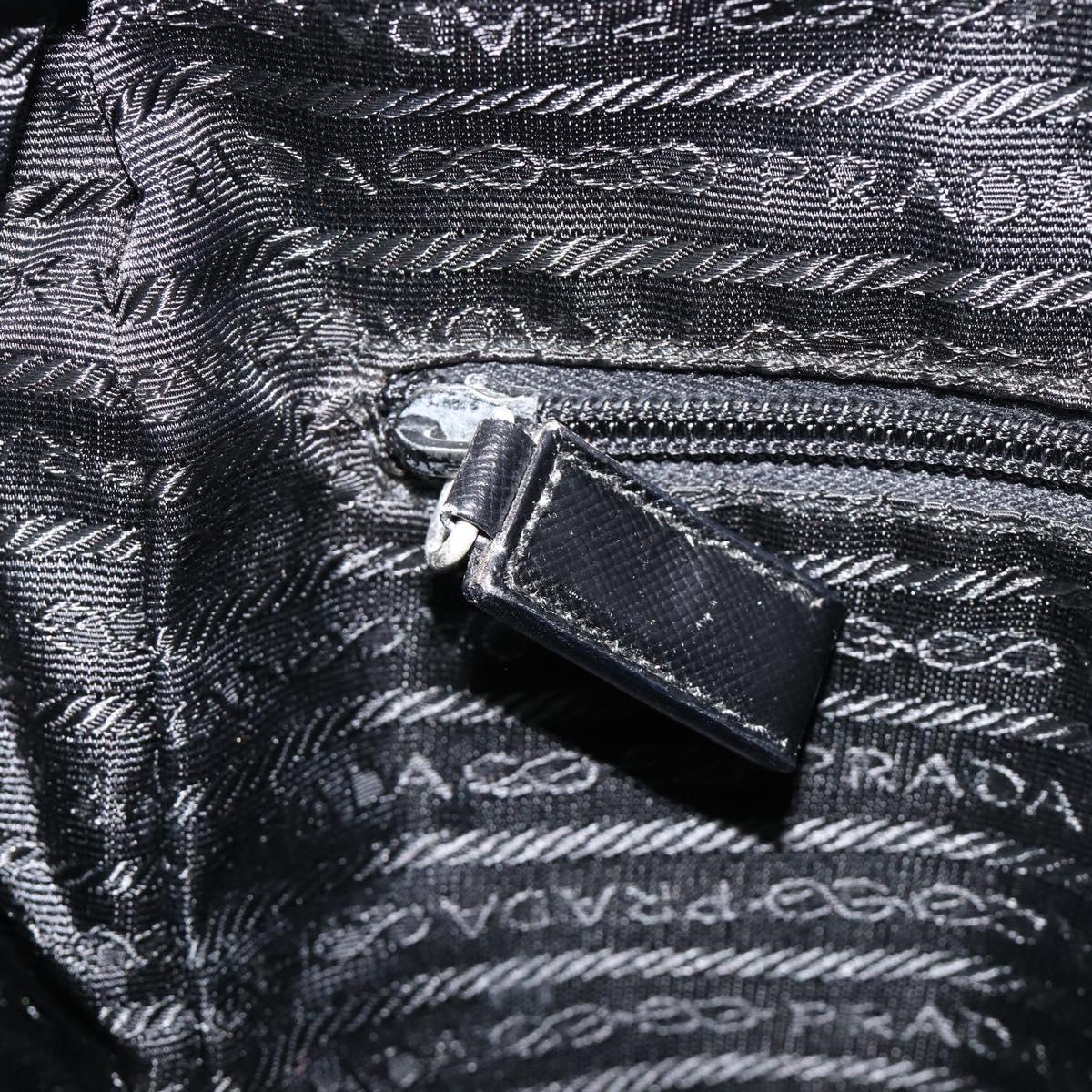 PRADA Shoulder Bag Nylon Black Silver Auth 215517A