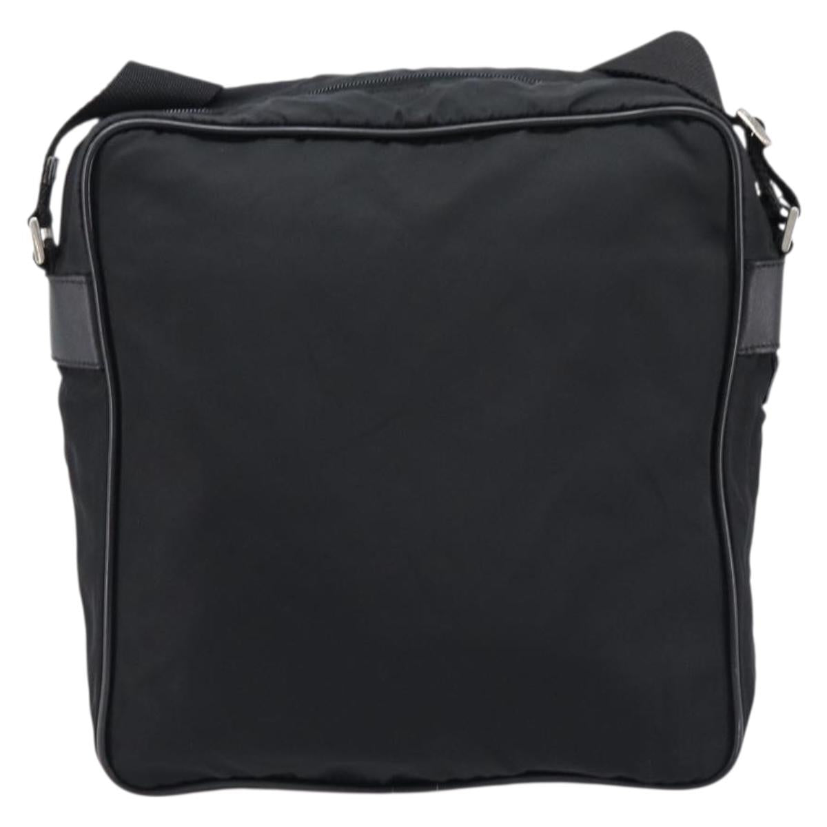 PRADA Shoulder Bag Nylon Black Silver Auth 215517A