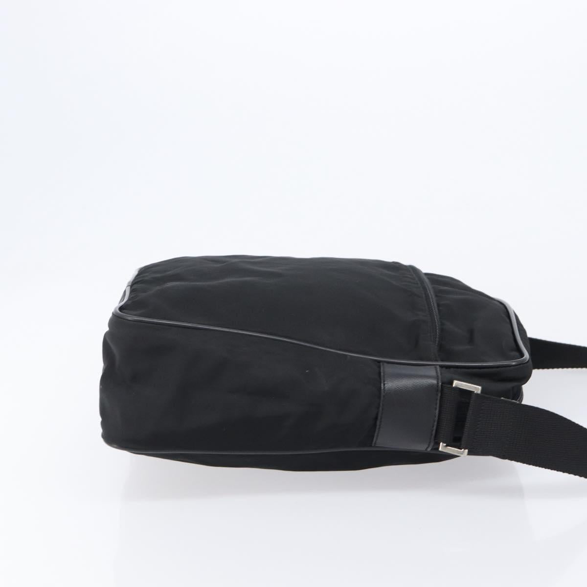 PRADA Shoulder Bag Nylon Black Silver Auth 215517A