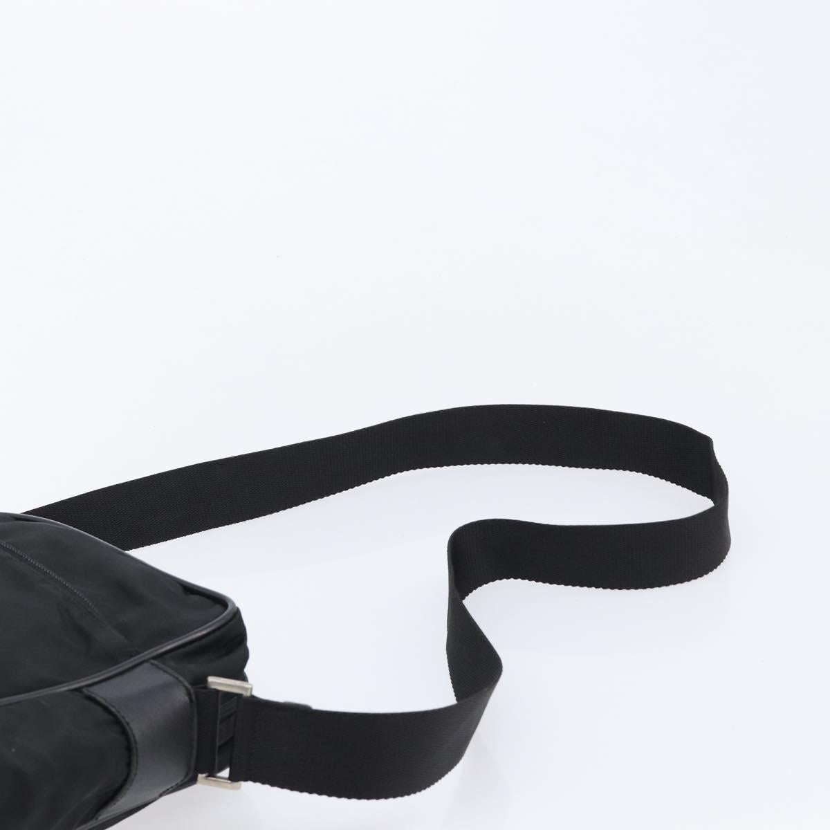 PRADA Shoulder Bag Nylon Black Silver Auth 215517A
