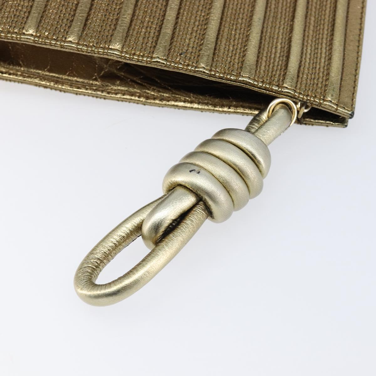 LOEWE Clutch Bag Leather Gold Auth 215518