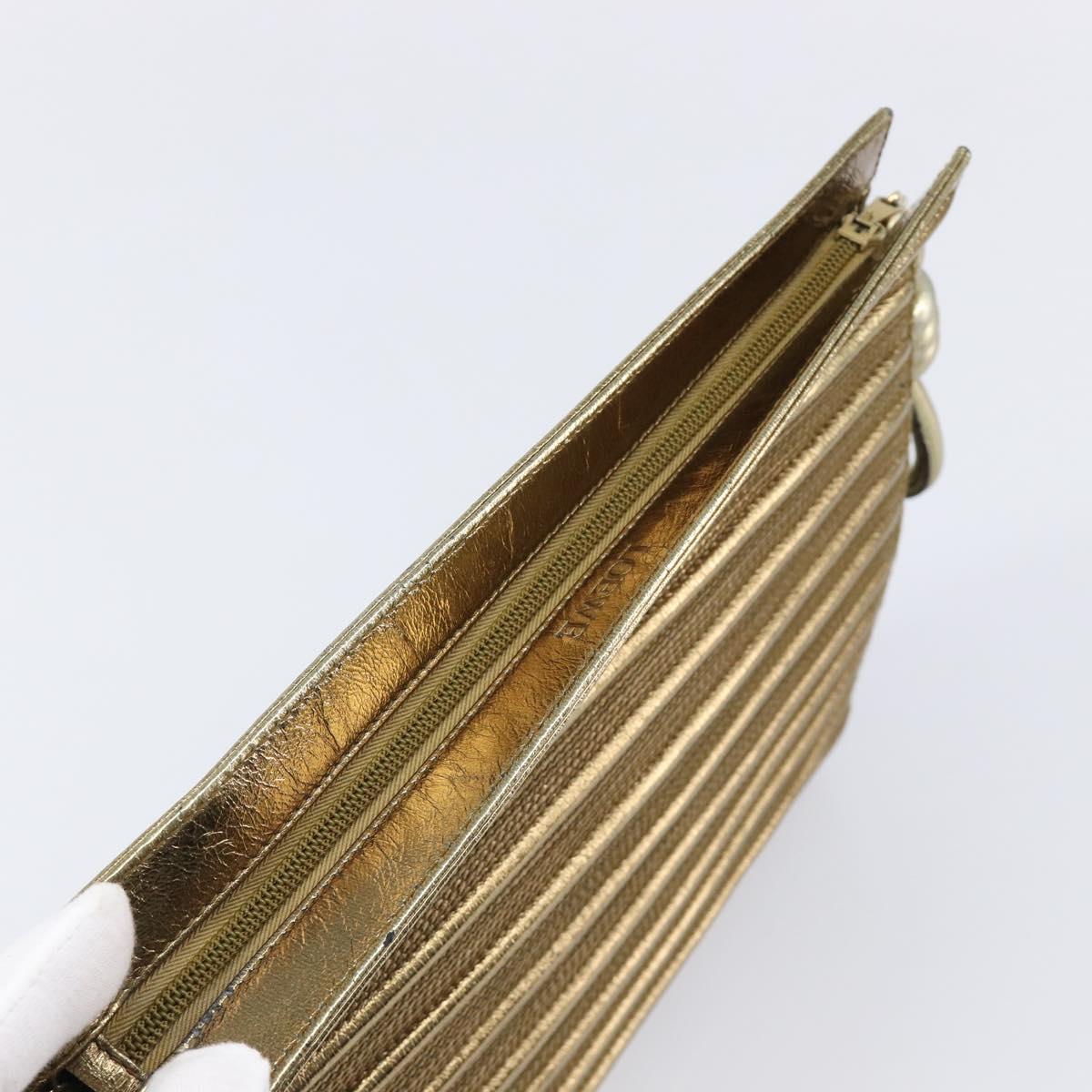 LOEWE Clutch Bag Leather Gold Auth 215518