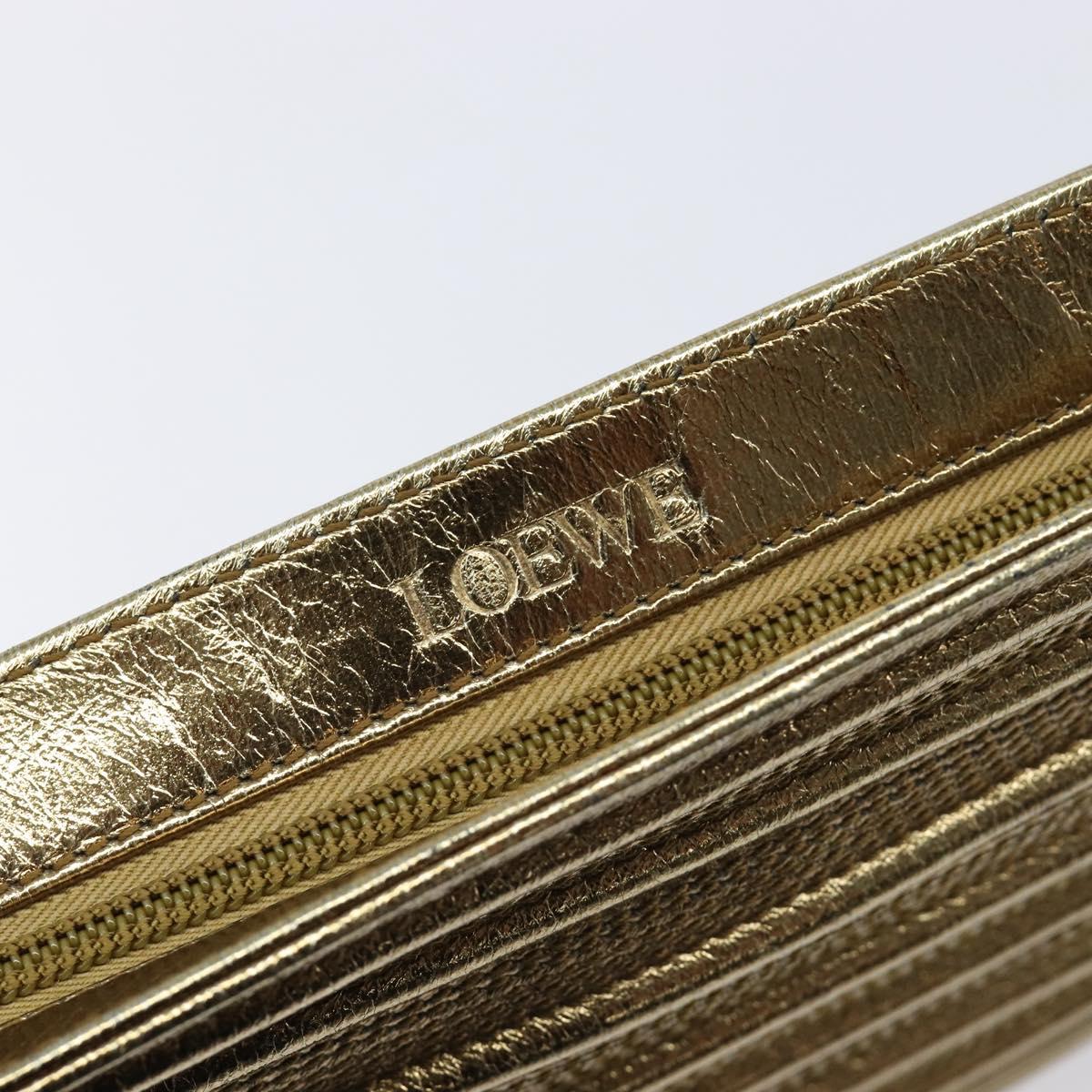 LOEWE Clutch Bag Leather Gold Auth 215518