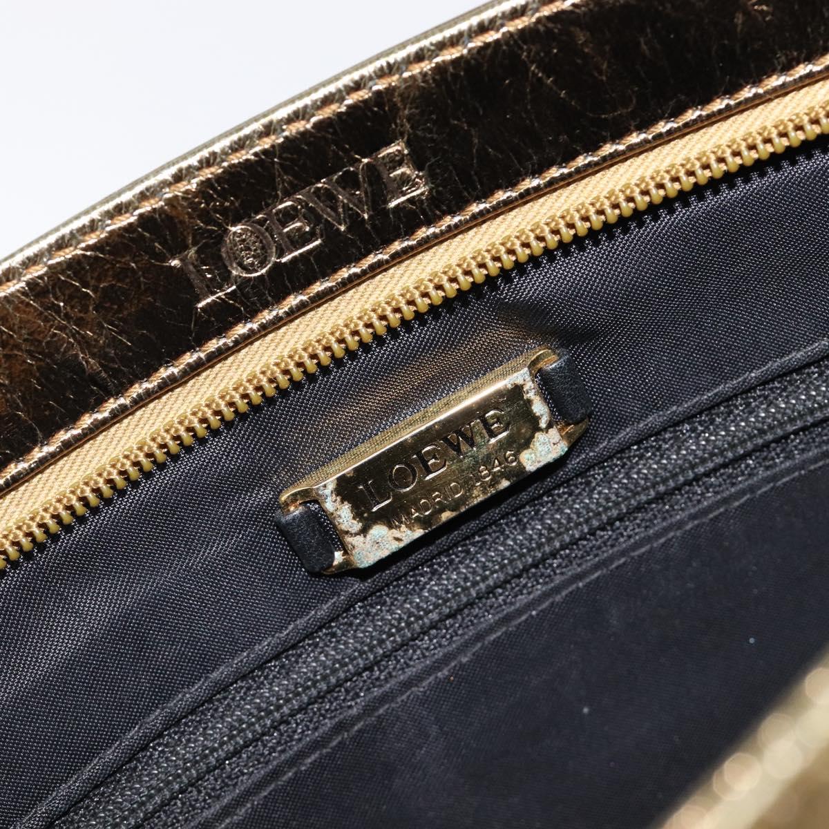 LOEWE Clutch Bag Leather Gold Auth 215518