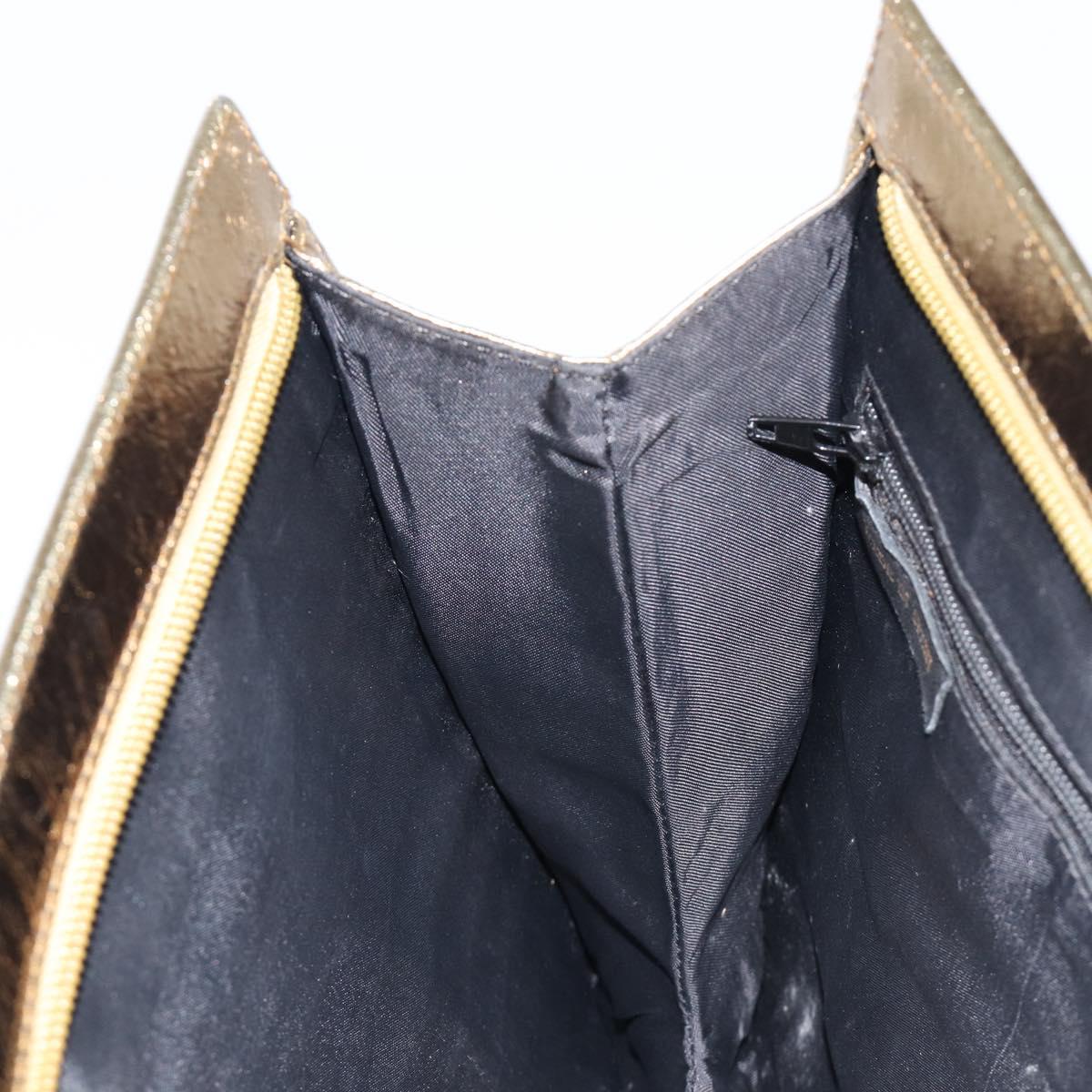 LOEWE Clutch Bag Leather Gold Auth 215518