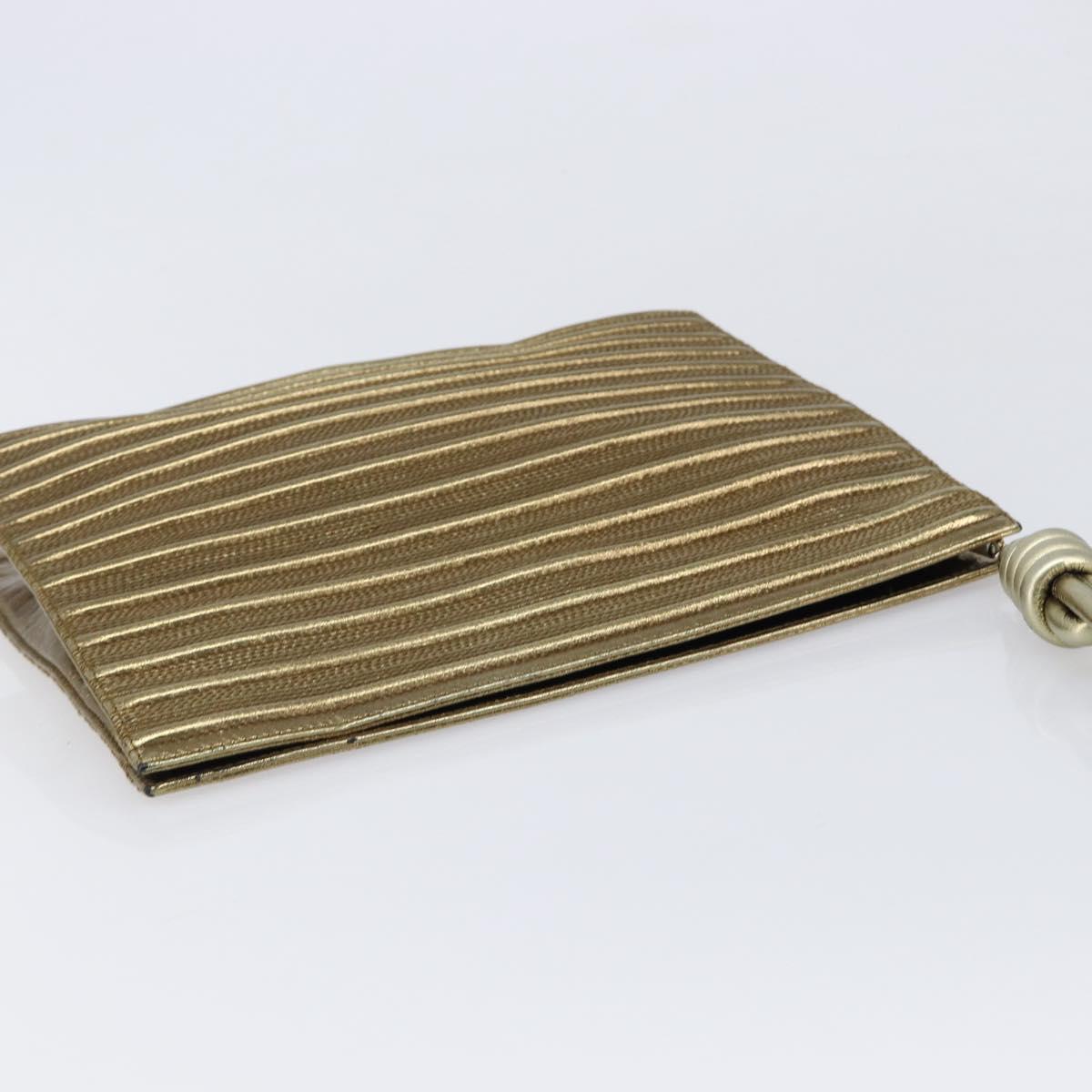 LOEWE Clutch Bag Leather Gold Auth 215518
