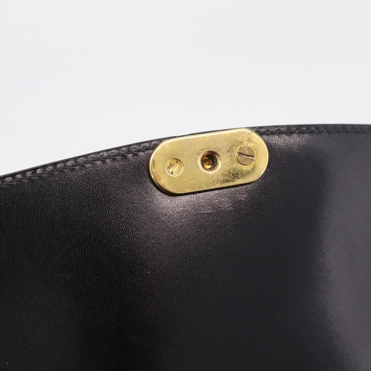 CELINE Macadam Shoulder Bag Leather Black Gold Auth 215522