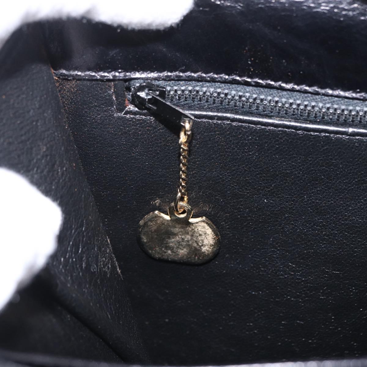 CELINE Macadam Shoulder Bag Leather Black Gold Auth 215522