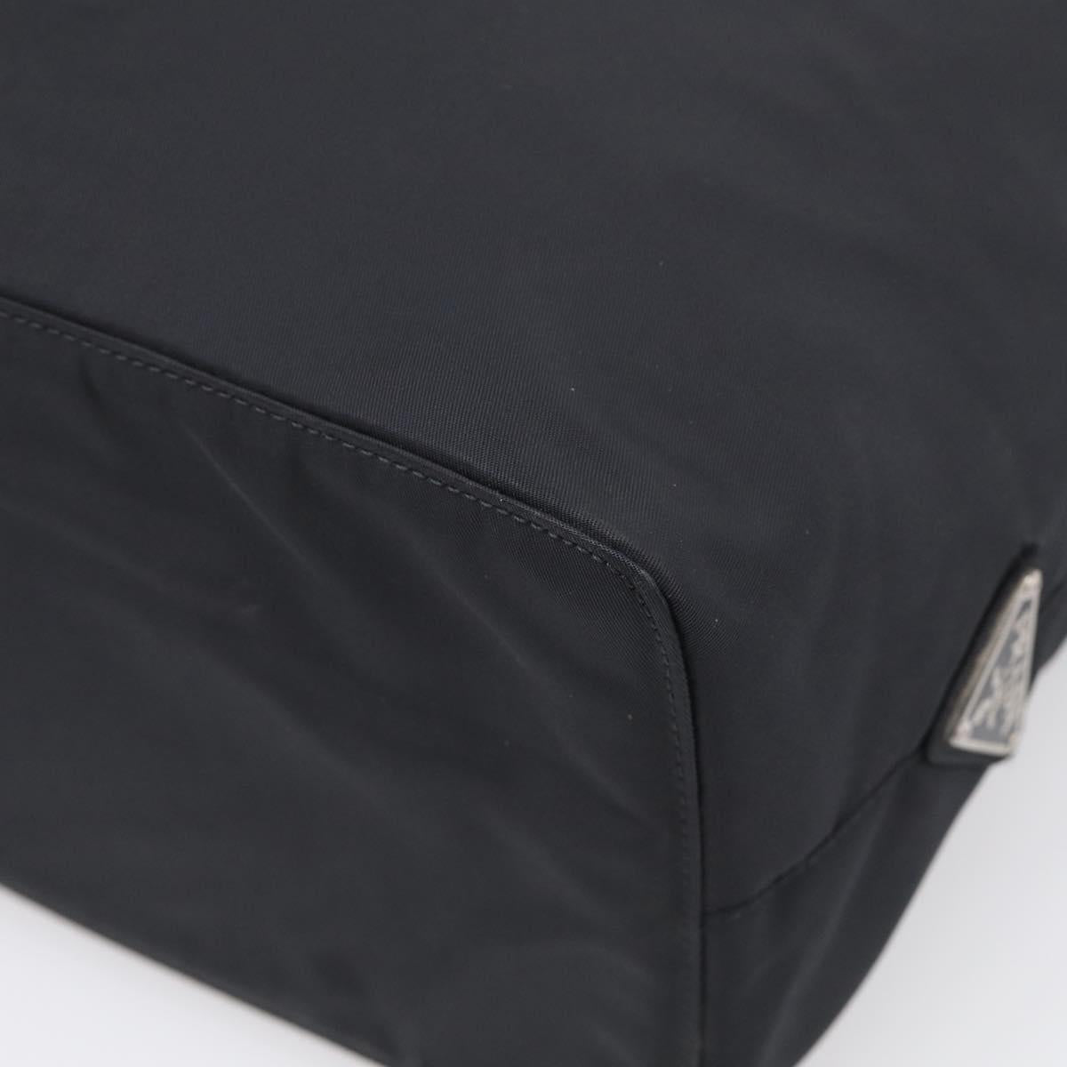 PRADA Hand Bag Nylon Black Silver Auth 215523
