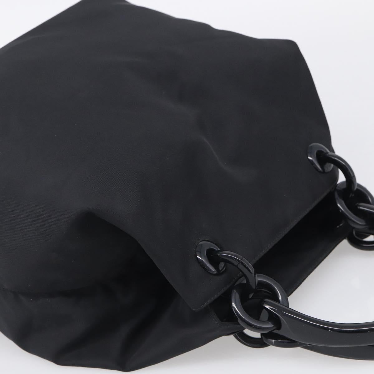 PRADA Hand Bag Nylon Black Silver Auth 215523