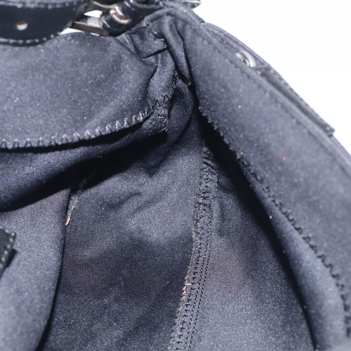 FENDI Mamma Baguette Shoulder Bag Cotton Jersey Black Silver Auth 215532