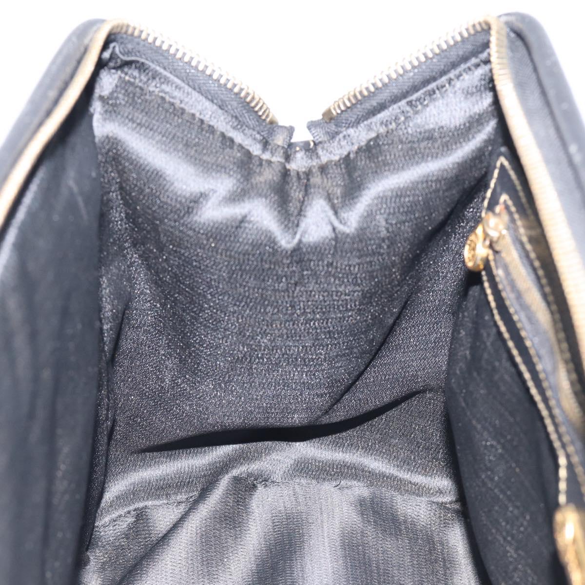 FENDI Pequin Canvas Boston Bag PVC Black Brown Auth 215539