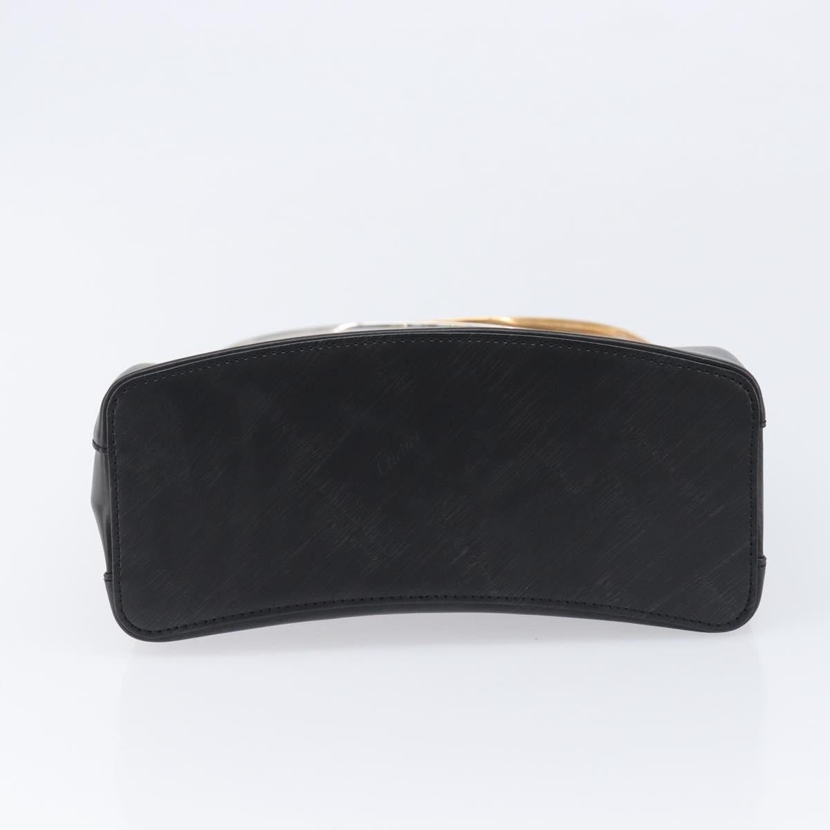 Cartier Trinity Hand Bag Leather Black Gold Silver Auth 215540V