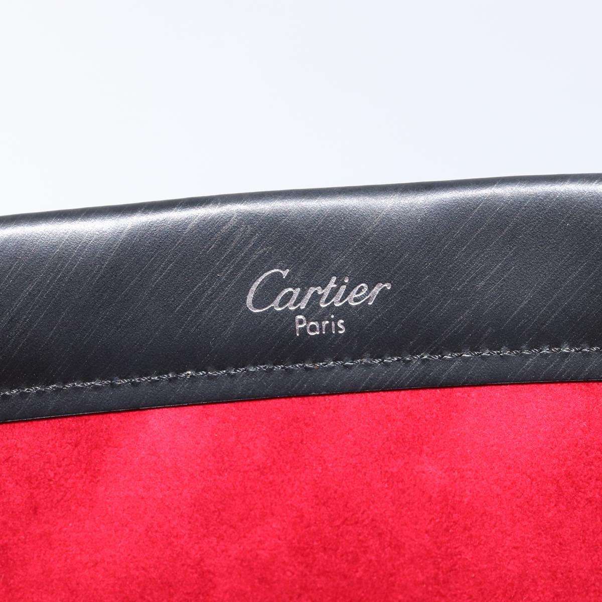Cartier Trinity Hand Bag Leather Black Gold Silver Auth 215540V