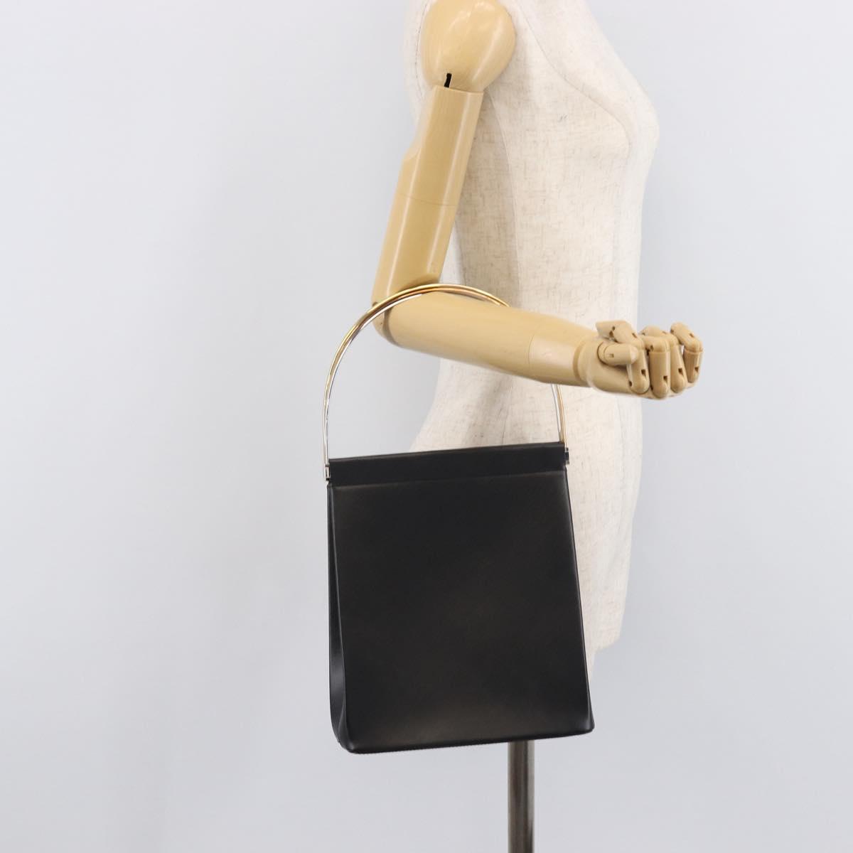 Cartier Trinity Hand Bag Leather Black Gold Silver Auth 215540V