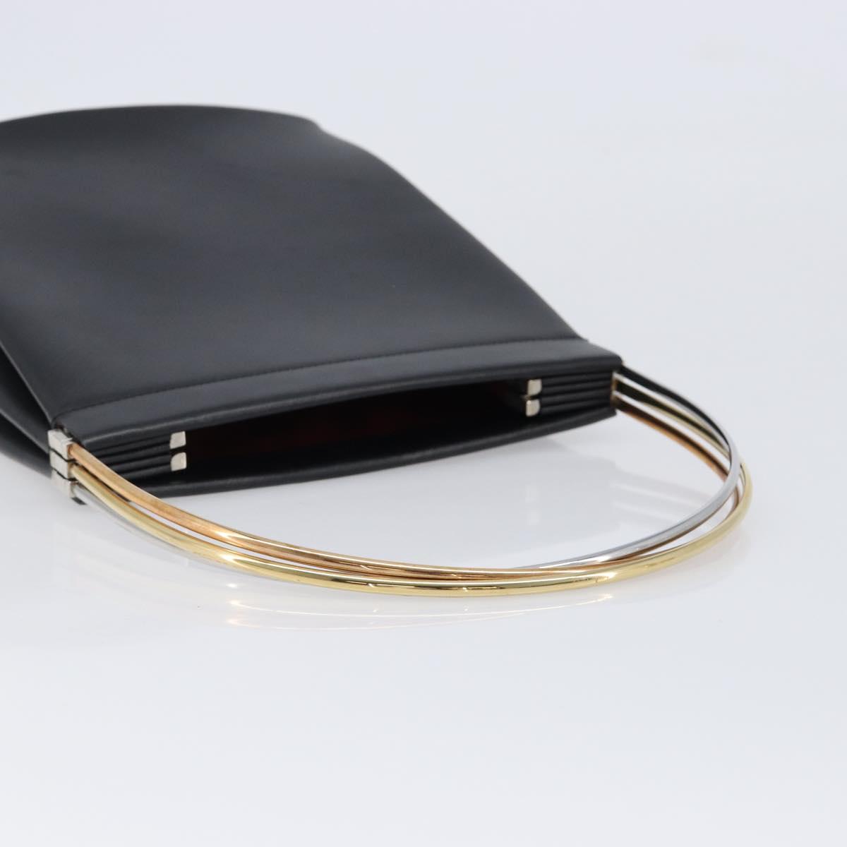 Cartier Trinity Hand Bag Leather Black Gold Silver Auth 215540V